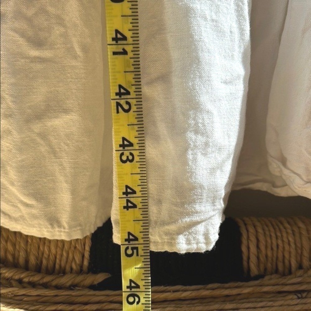 Old Navy White Linen Blend Crochet Sleeve Midi Dress Tassel Tie Boho Peasant S - Picture 7 of 13